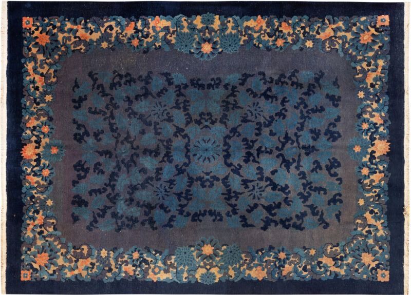 Antique Chinese Floral Nichols Style Rug 73920 by Nazmiyal Rug for Blog
