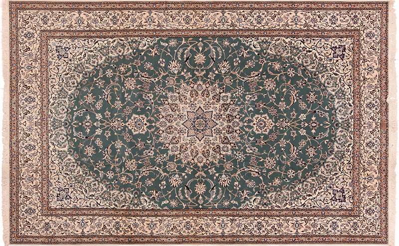 Fine Wool And Silk Vintage Persian Nain Rug 72462