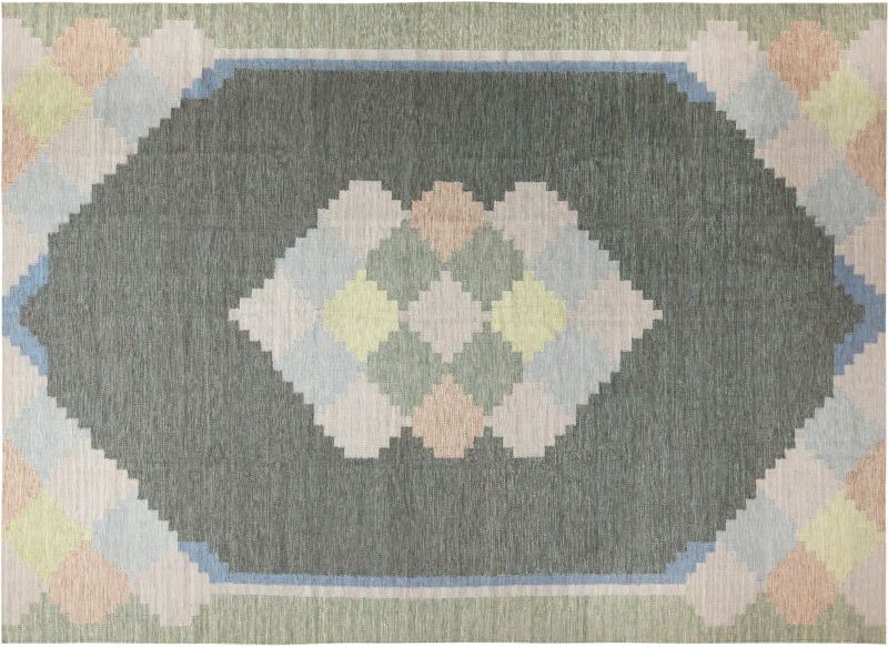 Geometric Vintage Inspired Swedish Kilim Rug 72496 by Nazmiyal Rugs for Blog