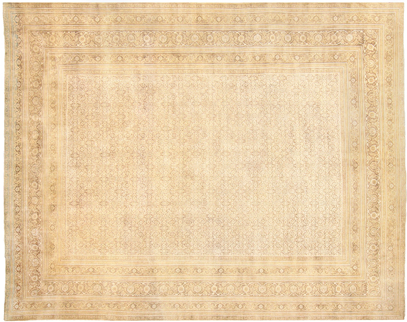 Large Size Decorative Soft Neutral Allover Antique Persian Herati Design Tabriz Carpet 48211