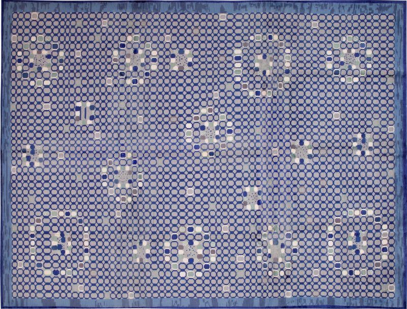 Modern Swedish Style Silk and Wool Kilim Rug 60904 by Nazmiyal Rugs for Blog