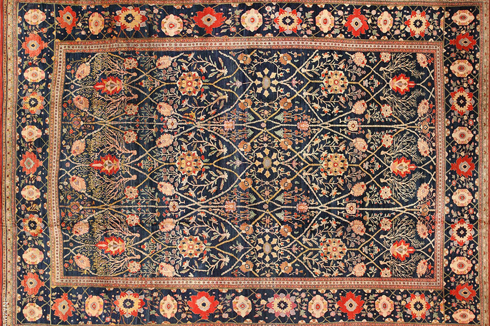Oversized Blue Antique Indian Agra Rug 71249 by Nazmiyal Rugs for Blog