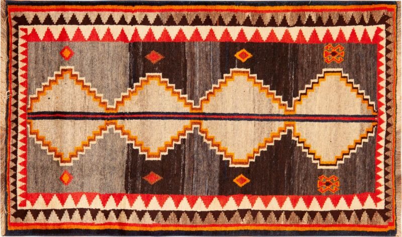 Small Vintage Persian Bold Geometric Gabbeh Rug 73906 by Nazmiyal Rugs for Blog
