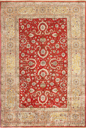 Fine Vintage Turkish Hereke Nature Scene Rug 73143