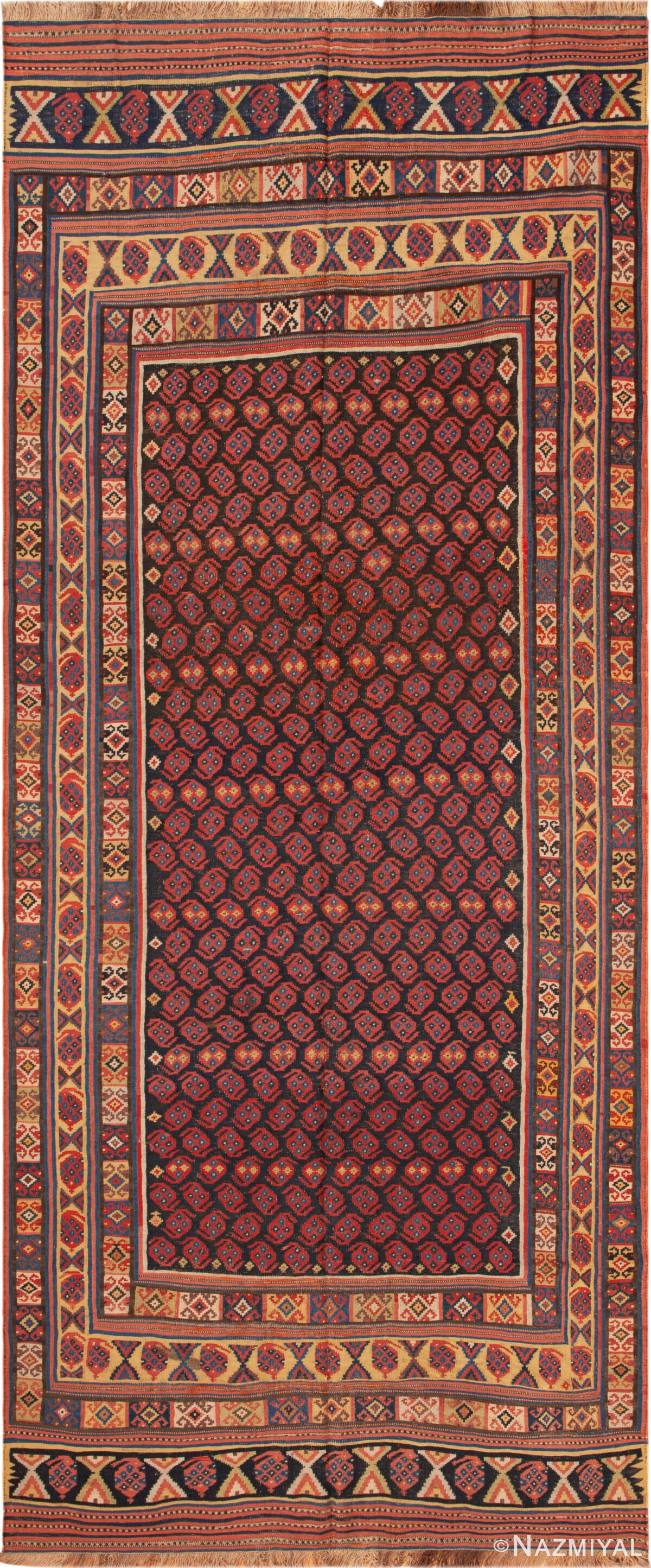 Antique Persian Kurdish Kilim Rug 73982 by Nazmiyal Rugs