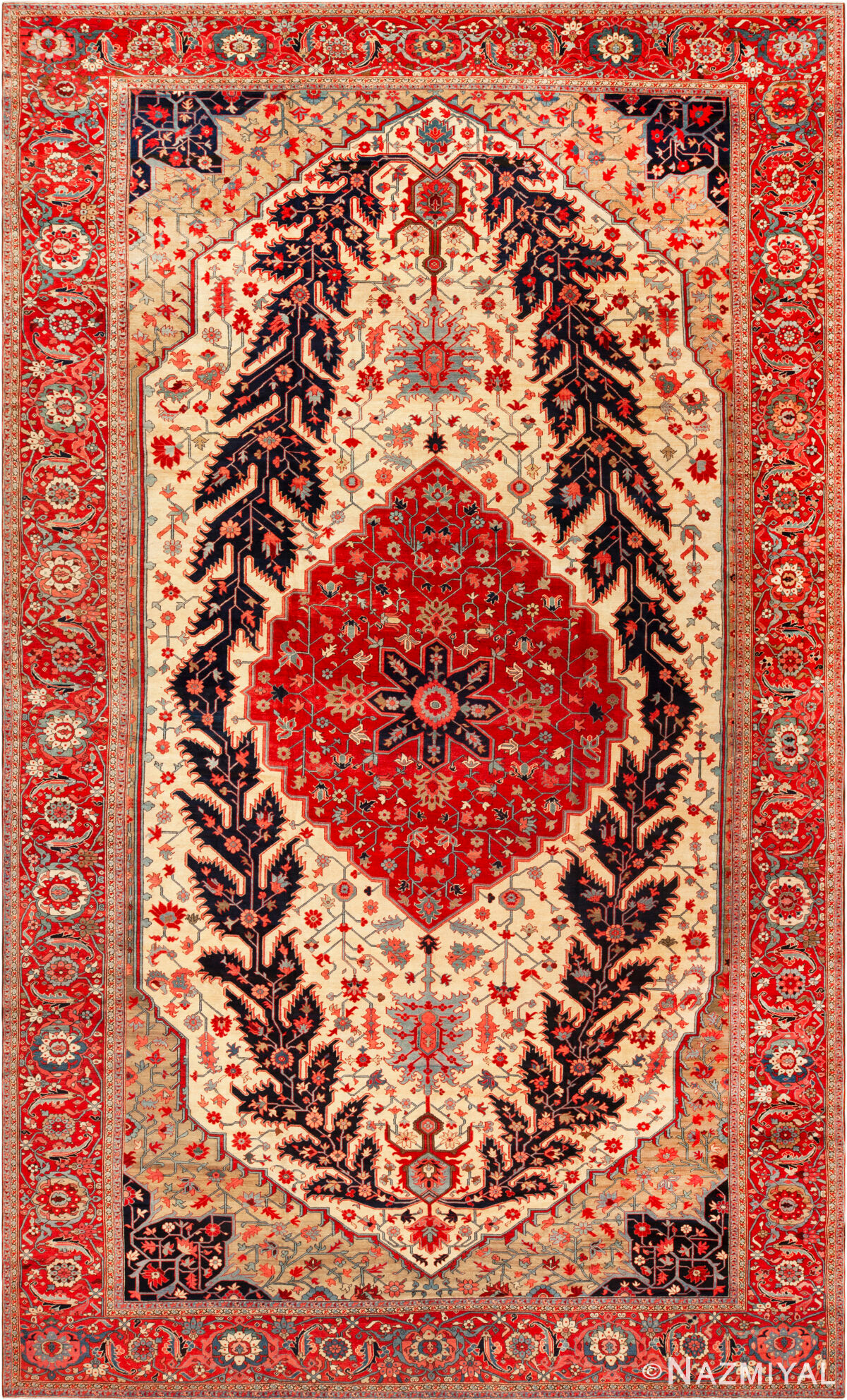 Oversized Antique Persian Serapi Rug 74011 by Nazmiyal Rugs