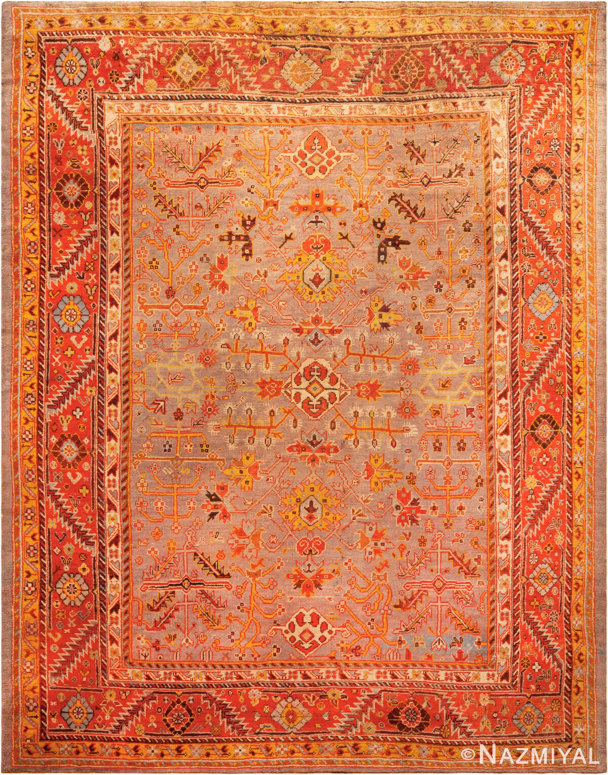 Antique Turkish Oushak Rug 74008 by Nazmiyal Rugs