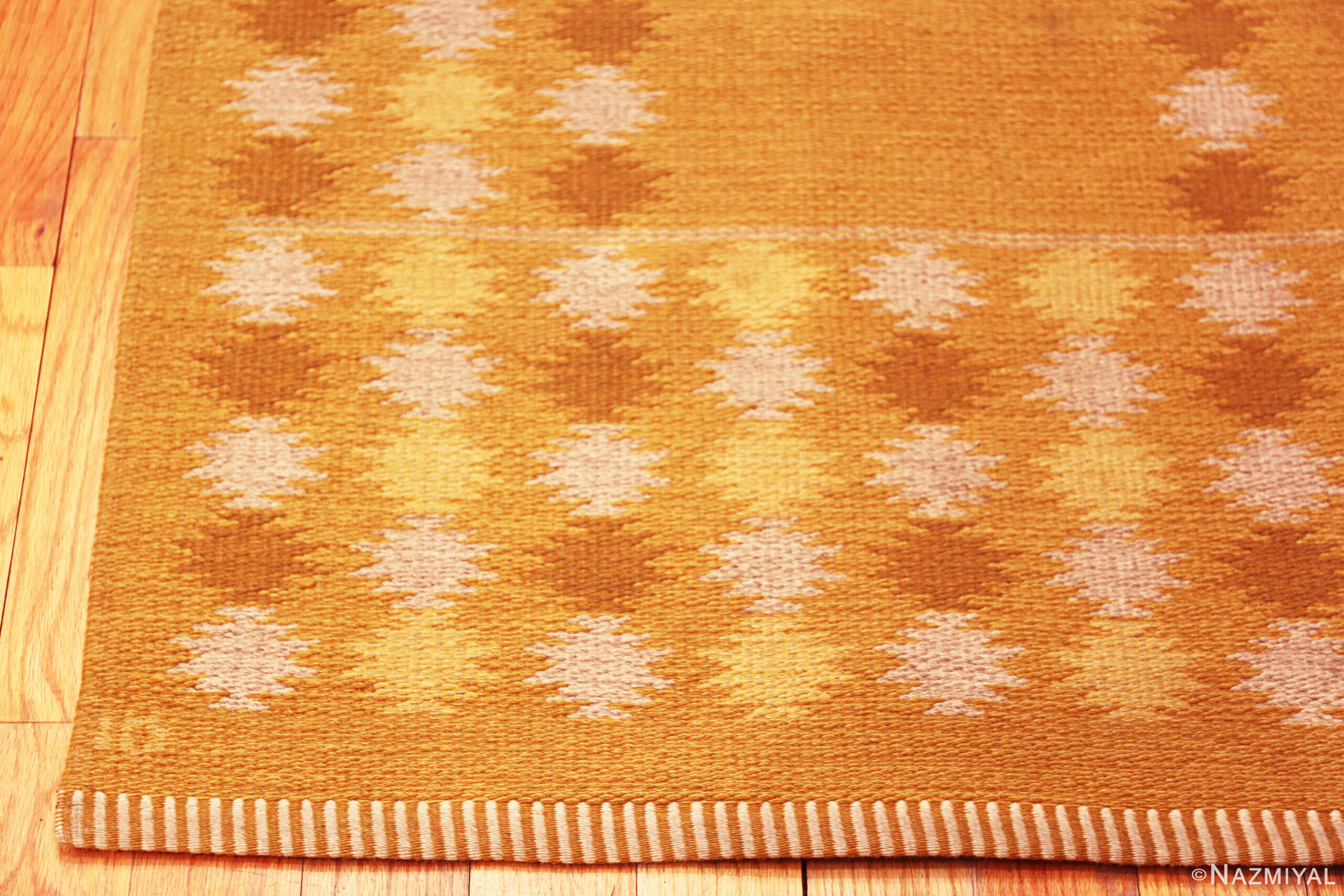 Corner of Vintage Double-Sided Scandinavian Kilim Rug 74029 by Nazmiyal Rugs