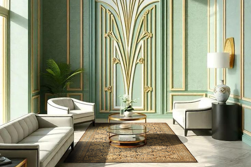 Art Deco Interior Design With Rug by Nazmiyal