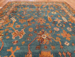 Field Close Up of Antique Turkish Oushak Rug Field Close Up of Antique Turkish Oushak Rug 73512 by Nazmiyal Rugs