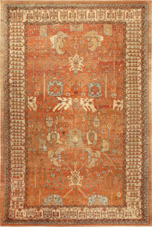 Large Antique Persian Bakshaish Rug 74055 by Nazmiyal Rugs