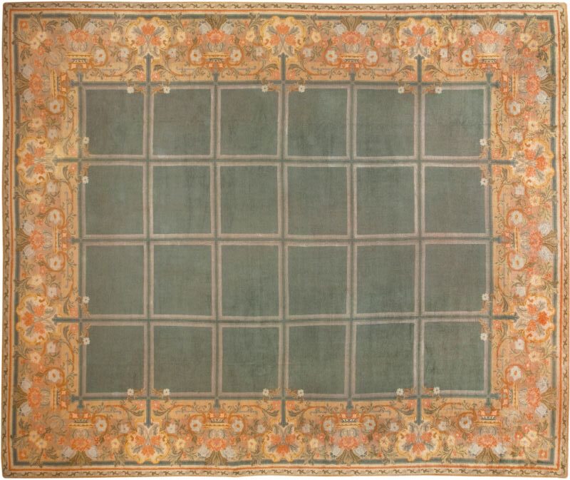 Large Green Antique Spanish Savonnerie Carpet 49845 by Nazmiyal Antique Rugs for Blog