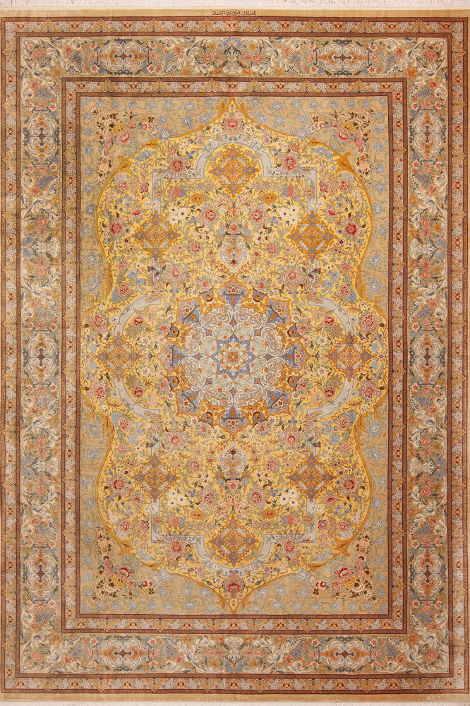 Vintage Persian Silk Qum Rug #72746 by Nazmiyal Antique Rugs