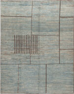 Modern Central Asian Light Blue Geometric Rug Modern Central Asian Light Blue Geometric Rug 12387 by Nazmiyal Rugs