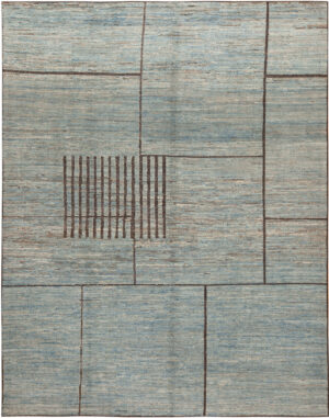Modern Central Asian Light Blue Geometric Rug 12387 by Nazmiyal Rugs