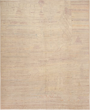 Modern Central Asian Neutral Rug 12355 by Nazmiyal Rugs