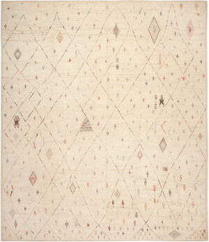 Modern Central Asian Primitive Geometric Rug 12396 by Nazmiyal Rugs