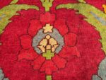 Red Floral Detail on Antique Irish Arts & Crafts Rug 15306 by Nazmiyal Rugs