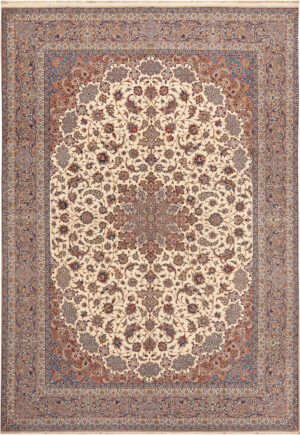 Vintage Persian Silk and Wool Isfahan Rug 95138 by Nazmiyal Rugs