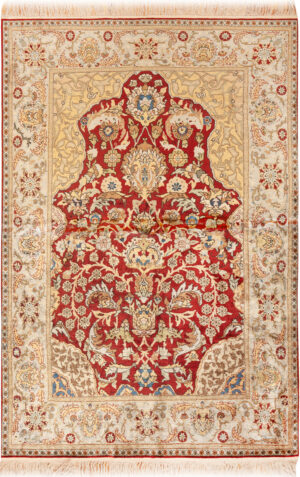 Fine Vintage Turkish Hereke Nature Scene Rug 73143