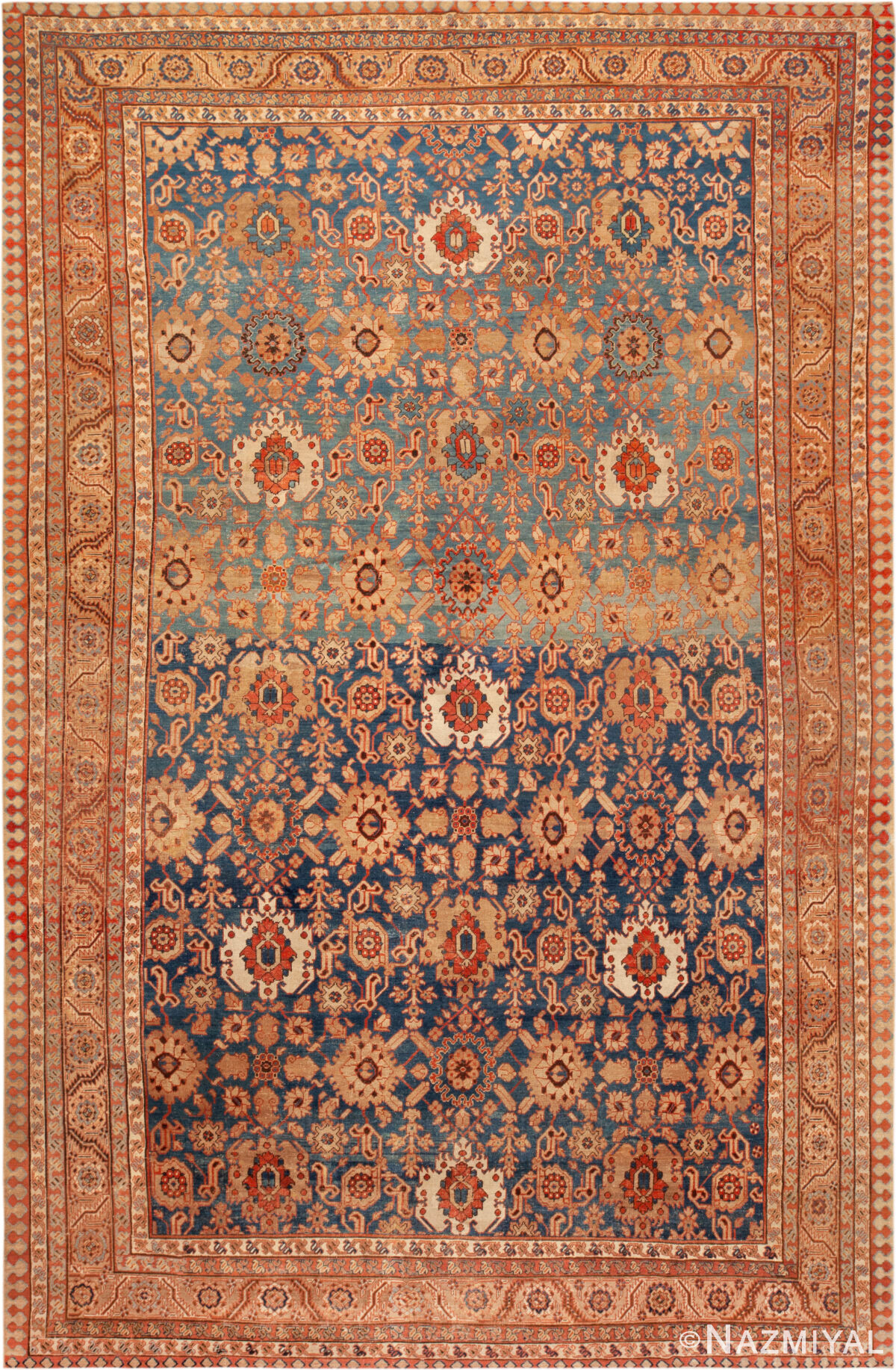 Large Antique Persian Bakshaish Rug 74054 by Nazmiyal Rugs
