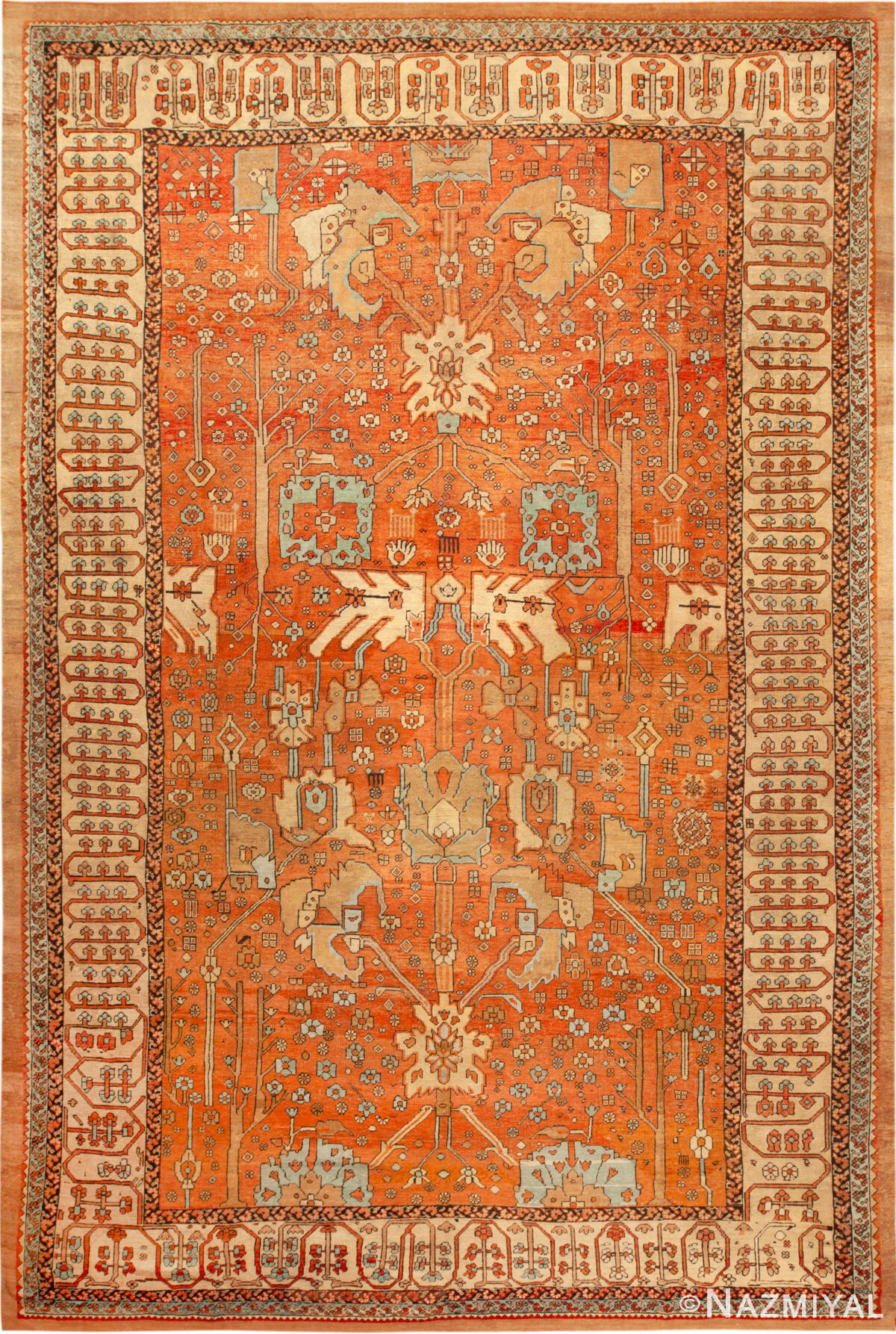 Large Antique Persian Bakshaish Rug 74055 by Nazmiyal Rugs