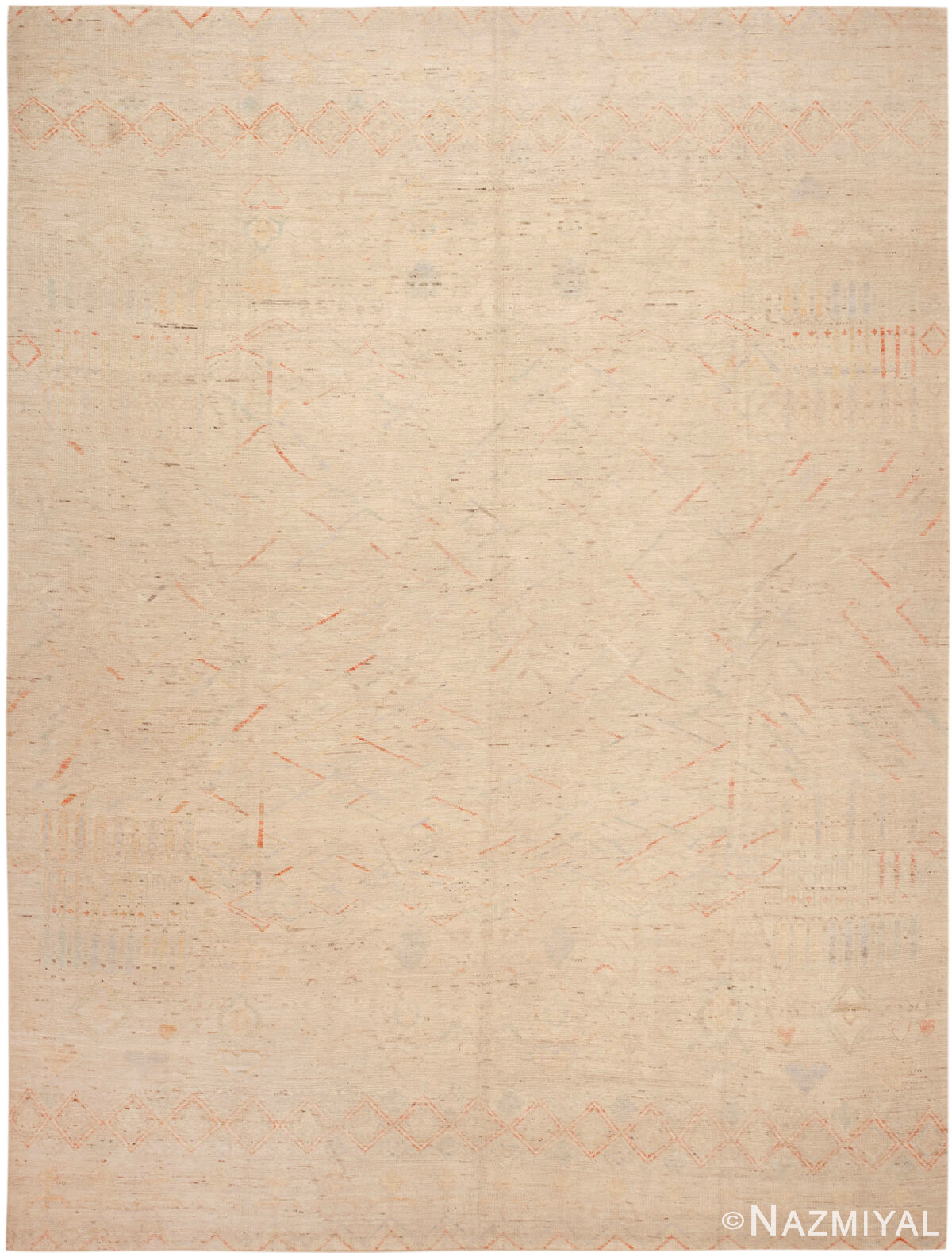 Large Modern Central Asian Neutral Rug 12356 by Nazmiyal Rugs