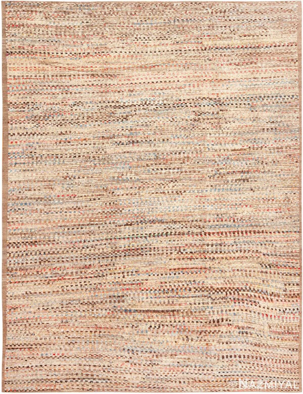 Modern Central Asian Accented Neutral Rug 12398 by Nazmiyal Rugs