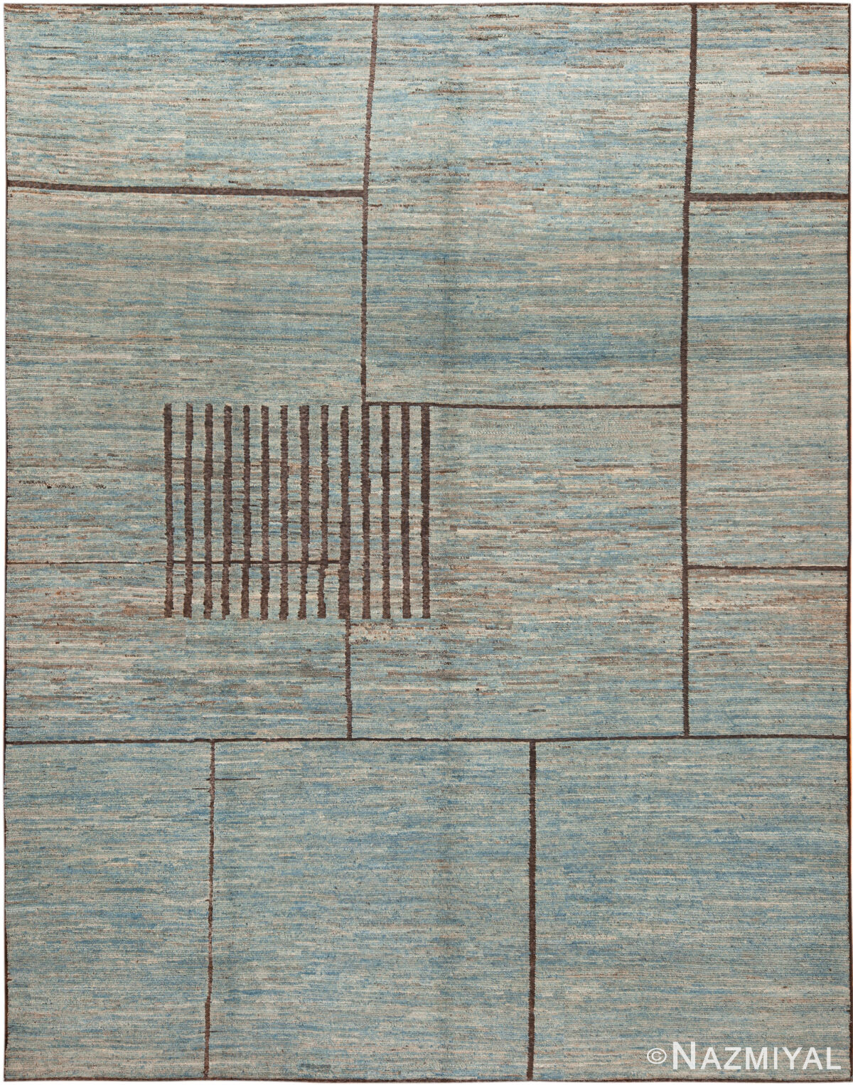 Modern Central Asian Light Blue Geometric Rug 12387 by Nazmiyal Rugs