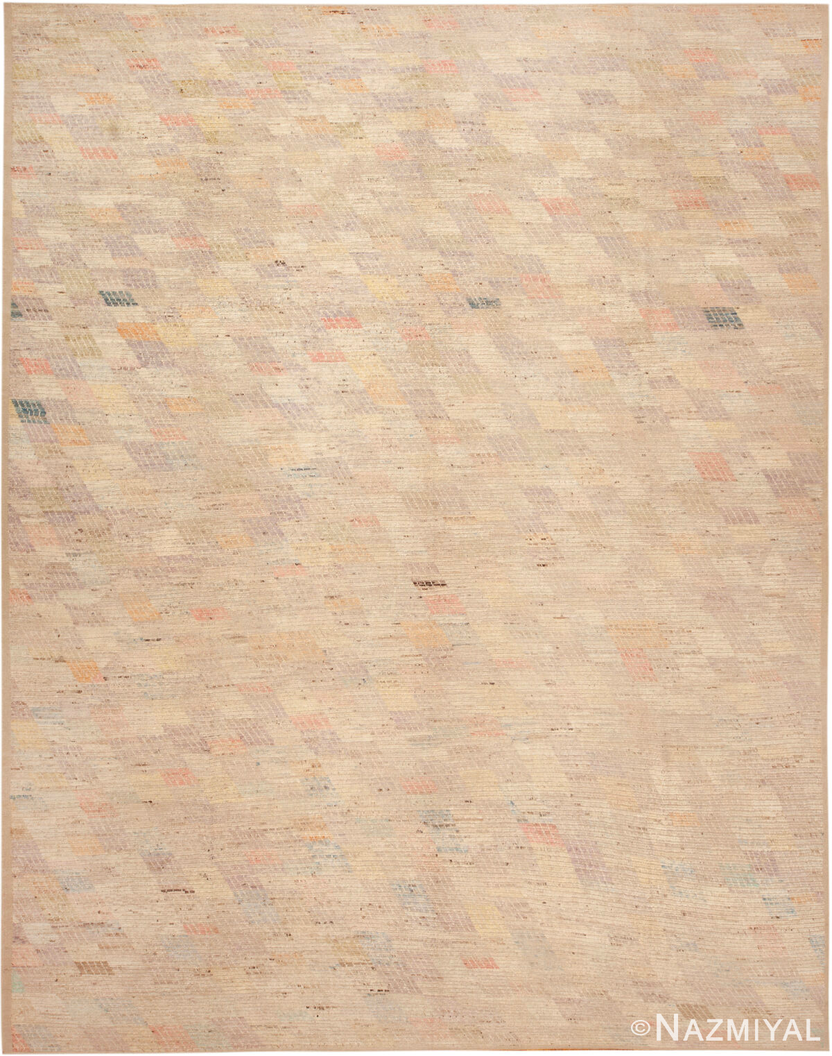 Modern Central Asian Neutral Geometric Rug 12358 by Nazmiyal Rugs