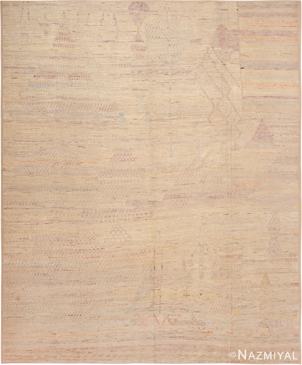 Modern Central Asian Neutral Rug 12355 by Nazmiyal Rugs
