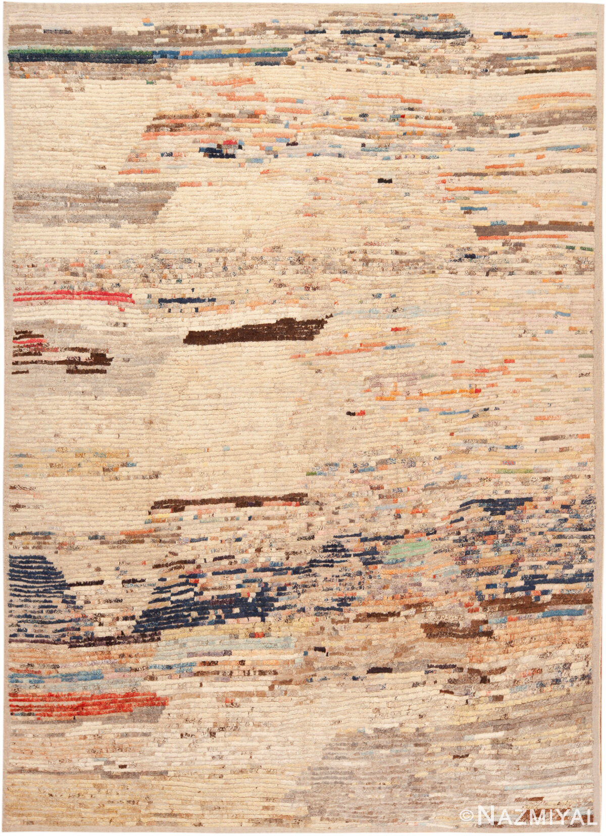 Modern Central Asian Neutral Tone Abstract Pattern Rug 12392 by Nazmiyal Rug
