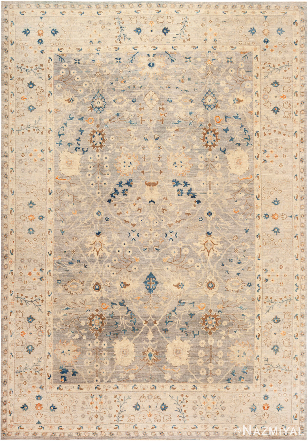 Modern Central Asian Oushak Rug 12347 by Nazmiyal Rugs