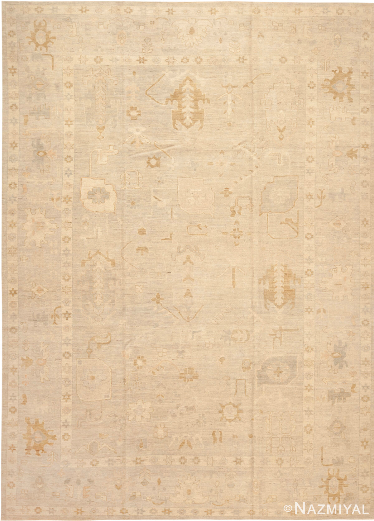 Modern Central Asian Oushak Rug 12349 by Nazmiyal Rugs
