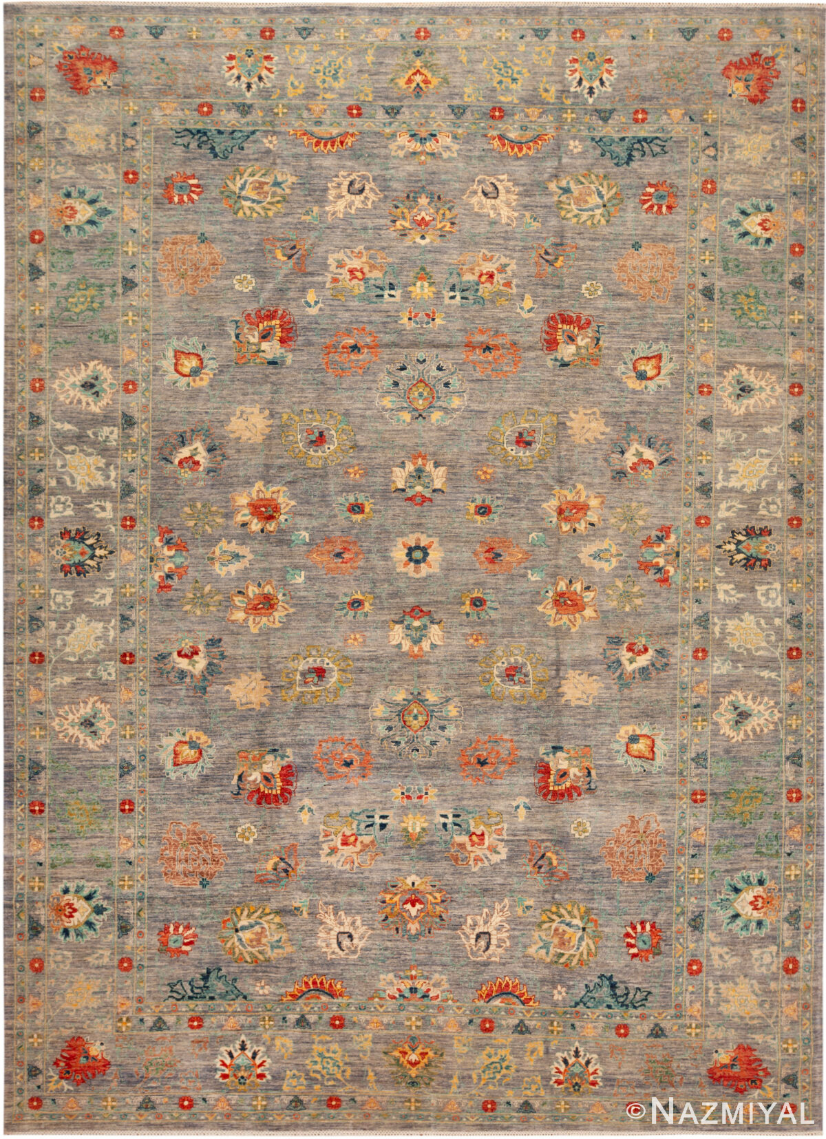 Modern Central Asian Oushak Rug 12428 by Nazmiyal Rugs