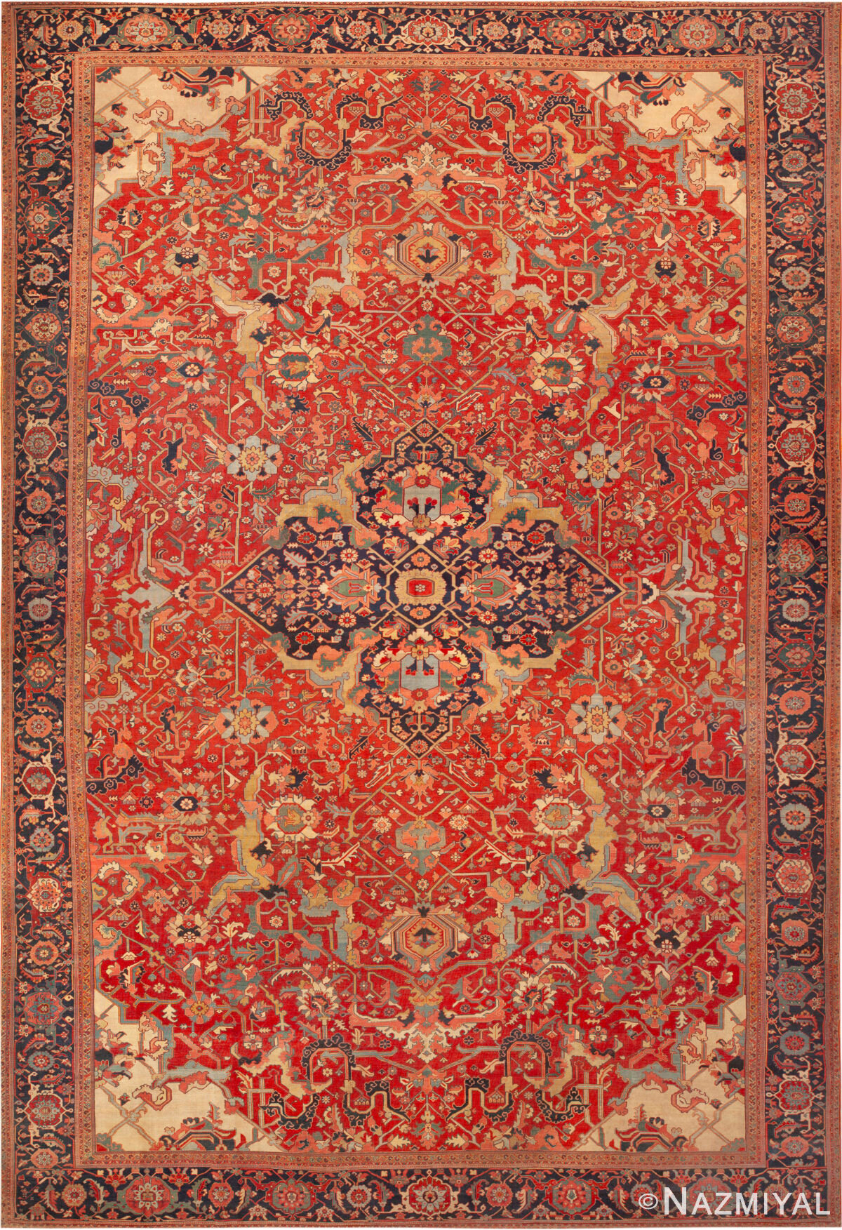 Oversized Antique Persian Serapi Rug 74044 by Nazmiyal Rugs