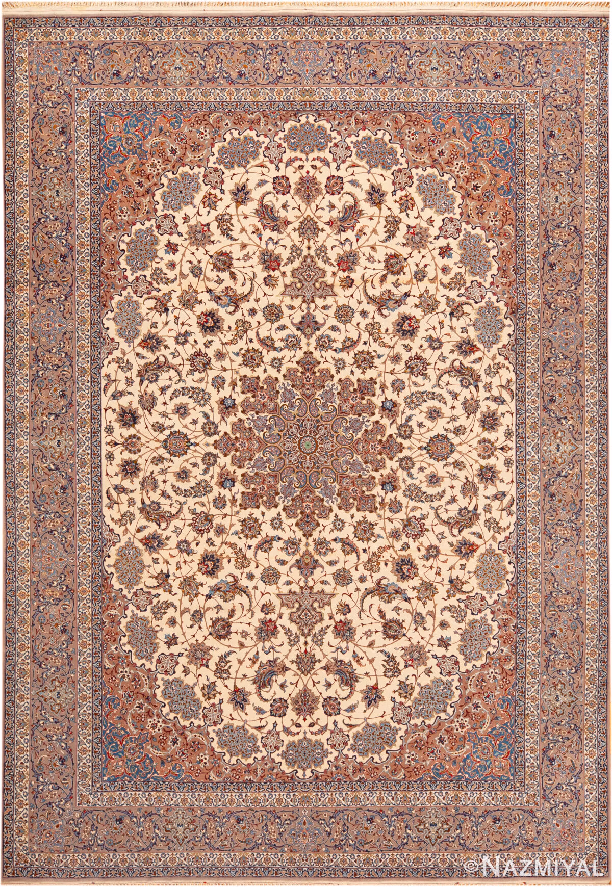 Vintage Persian Silk and Wool Isfahan Rug 95138 by Nazmiyal Rugs