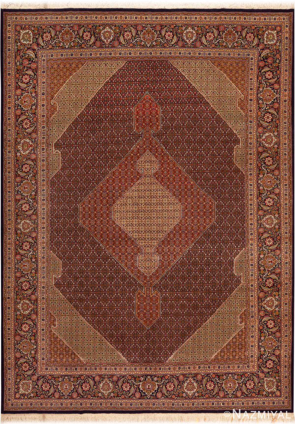 Vintage Persian Silk and Wool Tabriz Rug 95139 by Nazmiyal Rugs