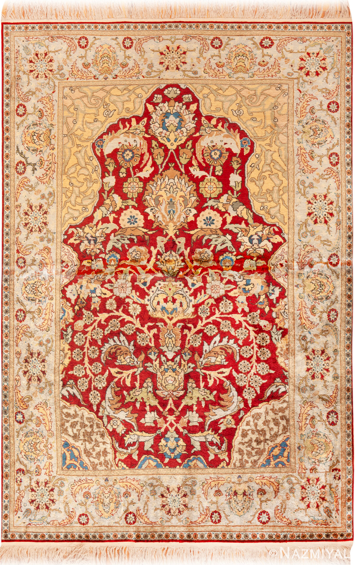 Vintage Turkish Silk Hereke Rug 95102 by Nazmiyal Rugs