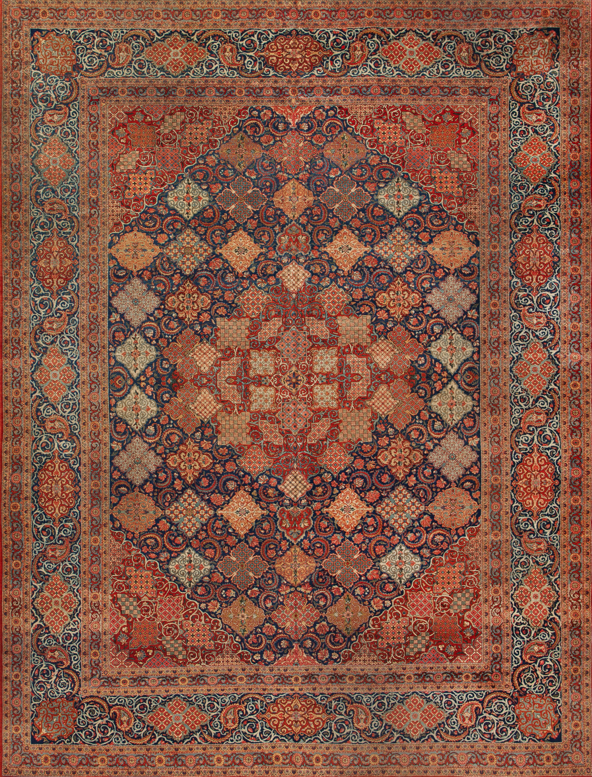 Antique Persian Kashan Dabir Rug 73627 Featured by Nazmiyal Rugs