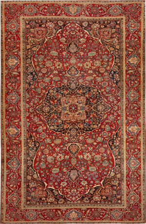Antique Persian Mohtashem Kashan Rug 95039 by Nazmiyal Rugs