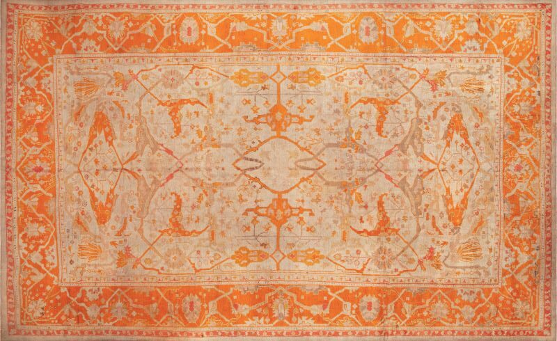 Antique Turkish Geometric Oushak Rug #73516 by Nazmiyal Antique Rugs