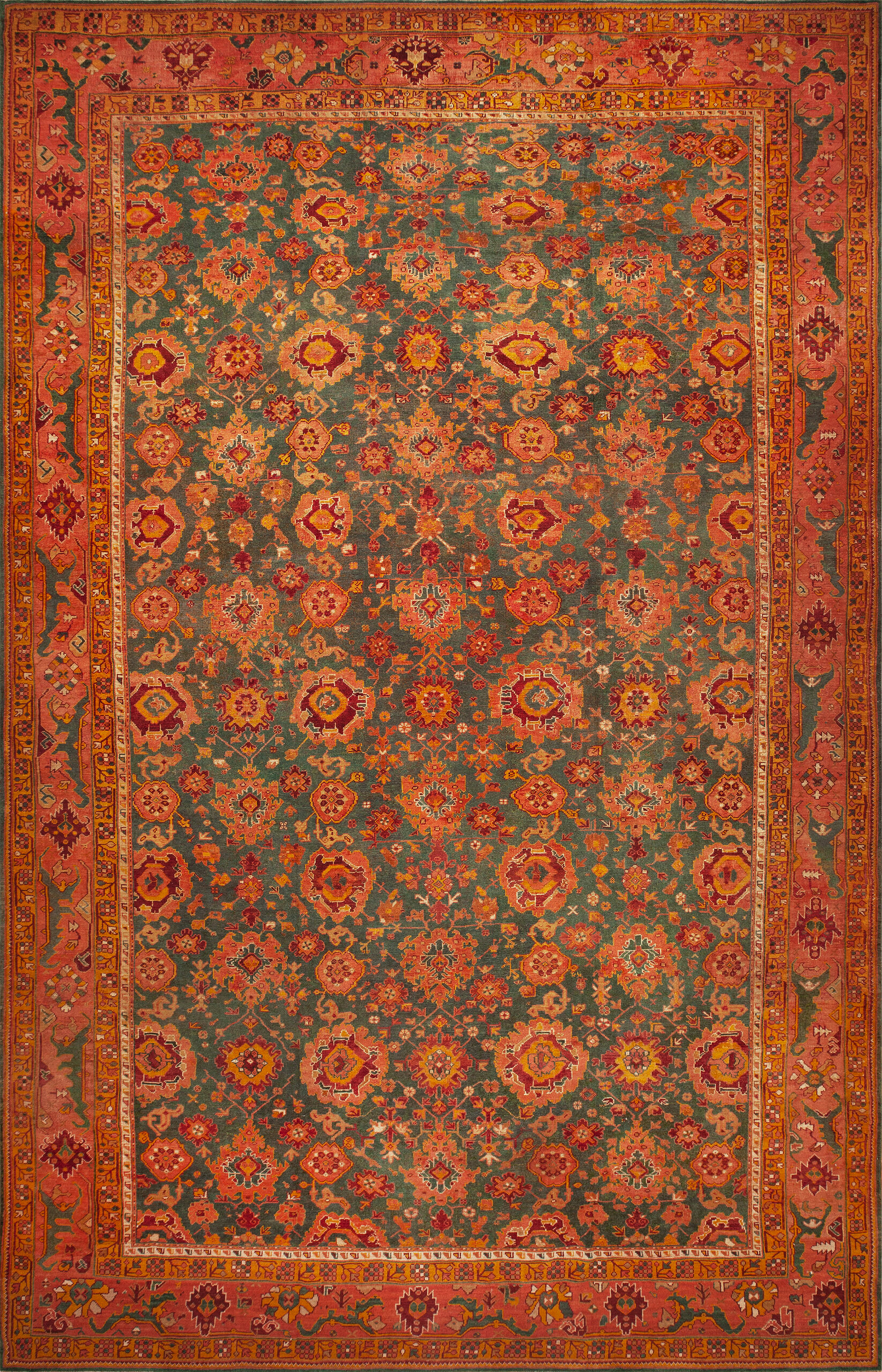Antique Turkish Geometric Oushak Rug #73765 Featured by Nazmiyal Rugs