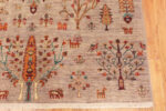 Corner Detail of Modern Central Asian Cypress Tree Rug 12432 by Nazmiyal Rugs