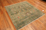 Floor View of Modern Central Asian Green Floral Rug Floor View of Modern Central Asian Green Floral Rug 12433 by Nazmiyal Rugs