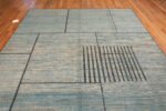 Floor View of Modern Central Asian Light Blue Geometric Rug Floor View of Modern Central Asian Light Blue Geometric Rug 12387 by Nazmiyal Rugs