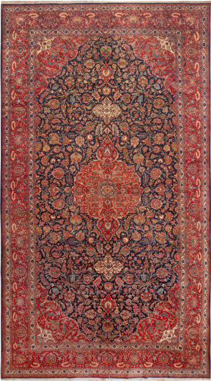 Large Antique Persian Kashan Rug 95125 by Nazmiyal Rugs