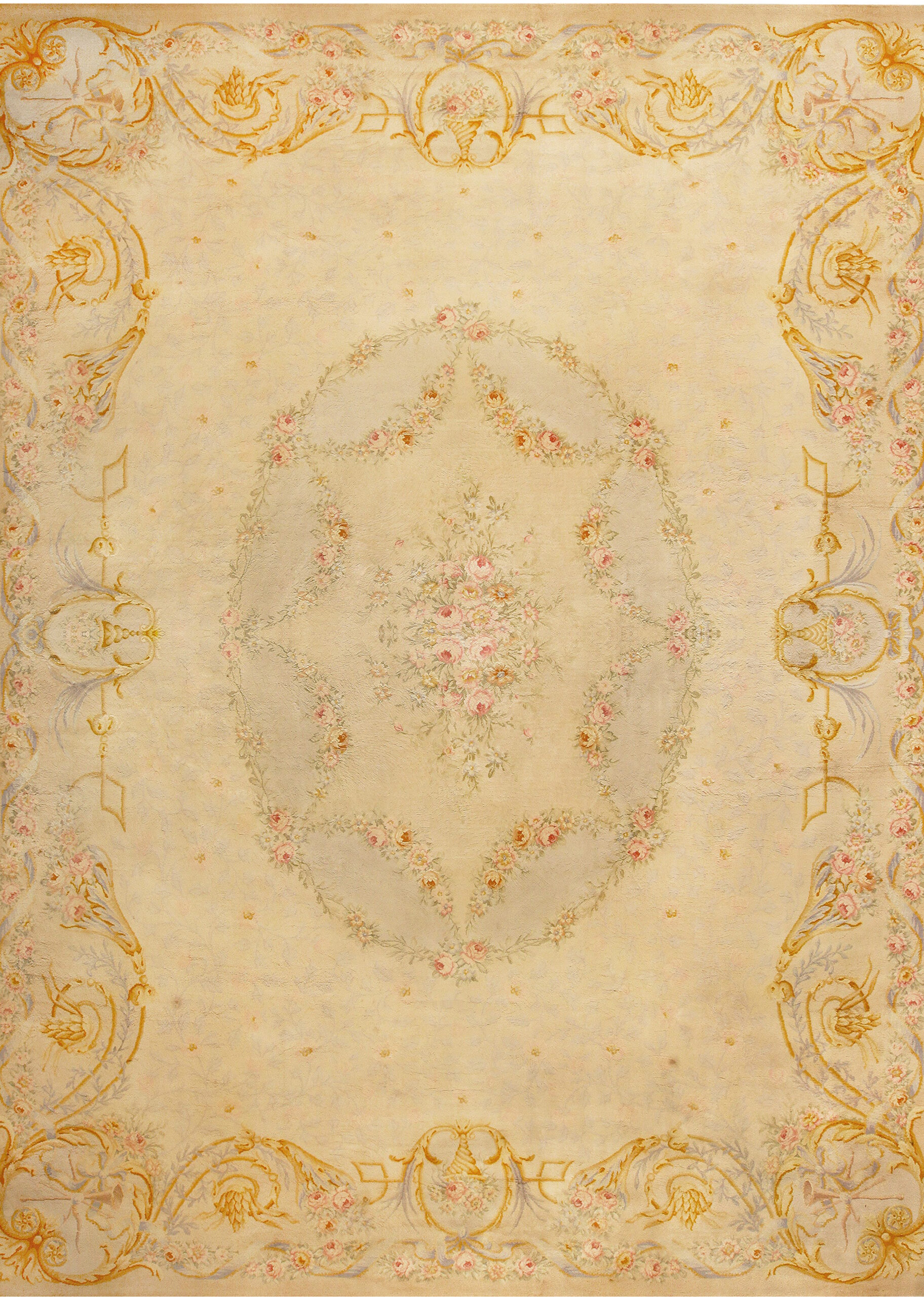 Large Floral Antique French Savonnerie Carpet 49848 Featured by Nazmiyal Rugs