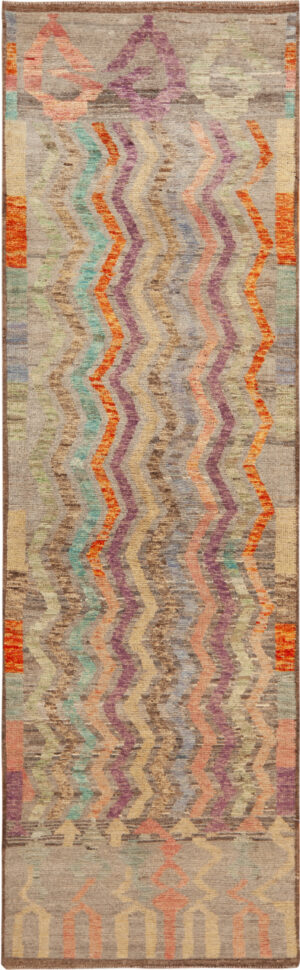 Modern Central Asian Abstract Runner Rug 12386 by Nazmiyal Rugs