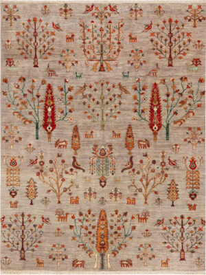 Modern Central Asian Cypress Tree Rug 12432 by Nazmiyal Rugs